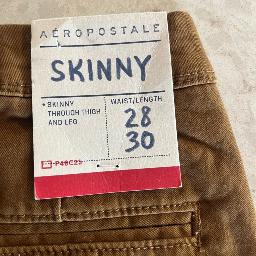 Aeropostale Tan brown Skinny Pants jeans size 28 x 30 new with tags